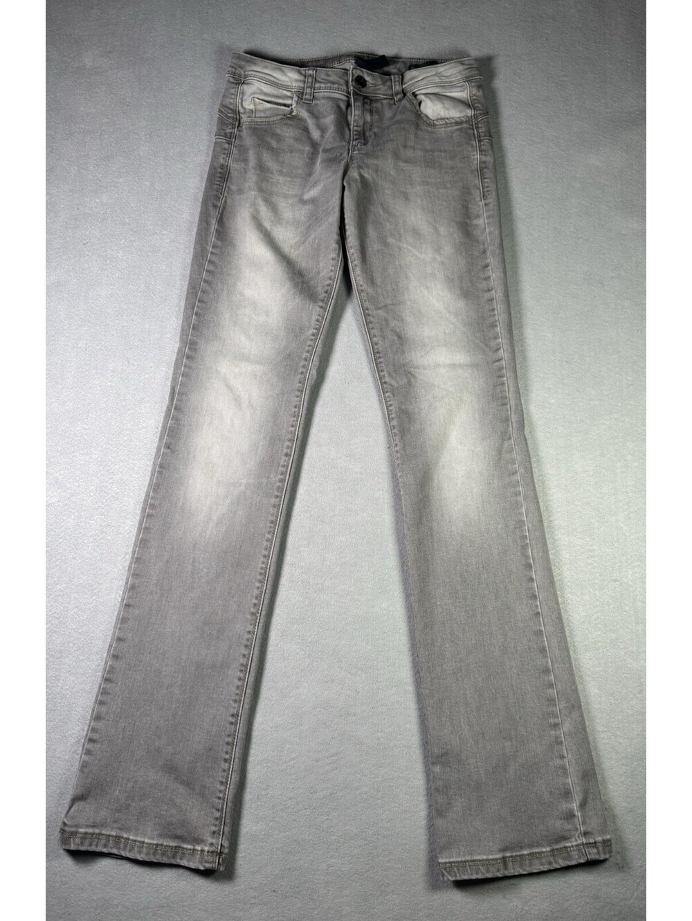 United Colors of Benetton Grey Bootleg Jeans Size 27 Faded Acid Wash Denim